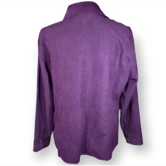CROFT & BARROW PURPLE FAUX SUEDE BUTTON DOWN SHIRT SZ.L EUC. - Picture 3 of 6